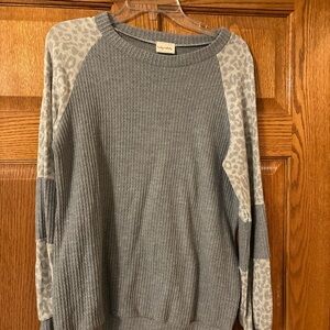 Lovely Melody Gray and Cream Leopard Print Sweater